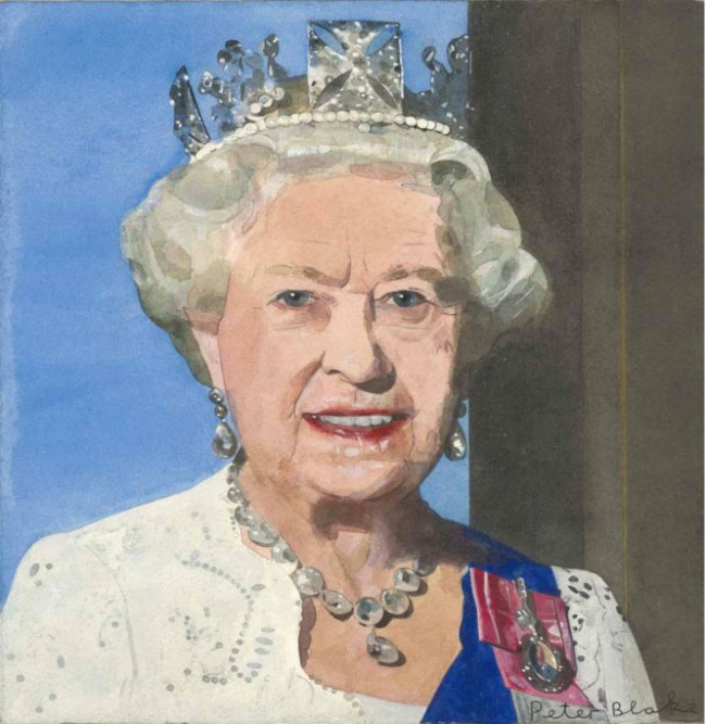 <b>Peter Blake</b>, Portrait of Queen Elizabeth II (Radio Times Diamond Jubilee <b>...</b> - SZ_121123_Peter_Blake_9-650x667