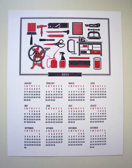 Bild Letterpress Kalender 2012