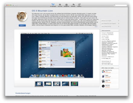 Mountain Lion im App Store