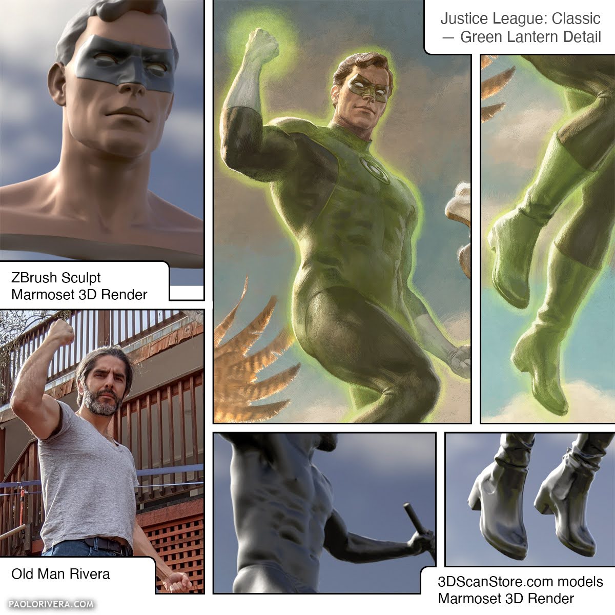 Green Lantern besteht aus zwei 3D Modellen und einem Foto von Paolo Riviera