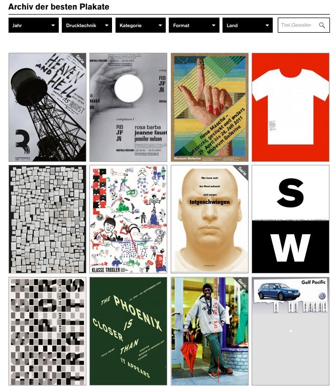 100 Beste Plakate, Online-Archiv, Web-Archiv, Designwettbewerb