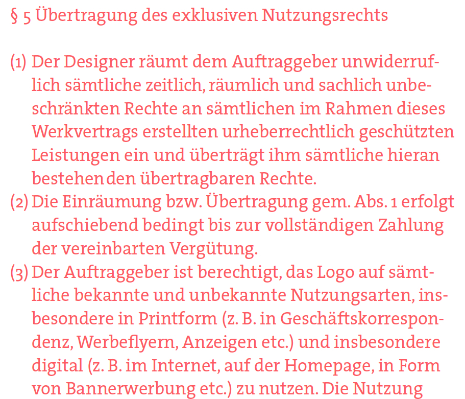 Mustervertrag Fur Designer Ubertragung Von Nutzungsrechten An Einem Entwurf Page Online