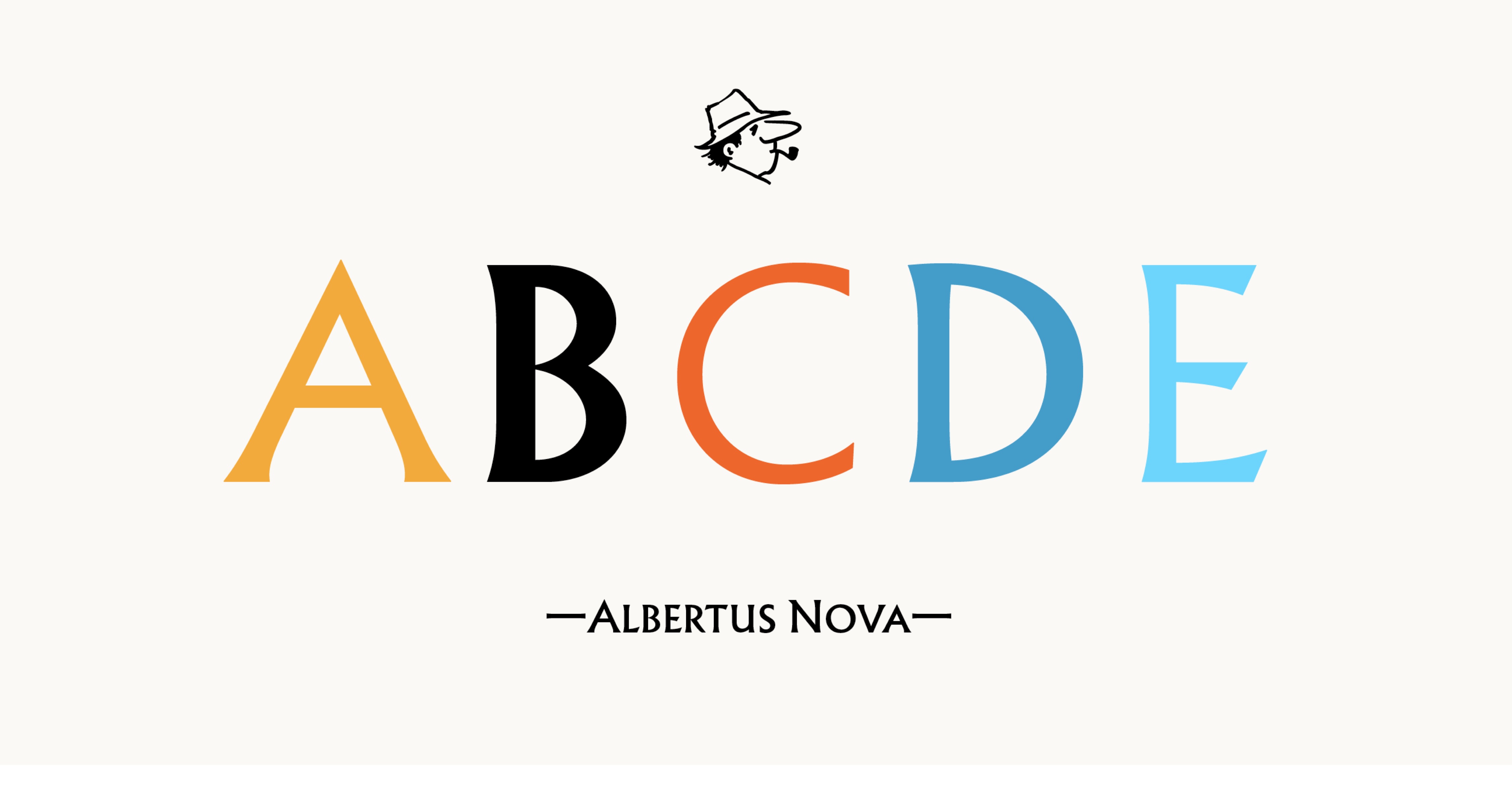 Versalien ABCDE vom Font Albertus Nova aus der Wolpe-Collection, die bei MyFonts erhältlich ist