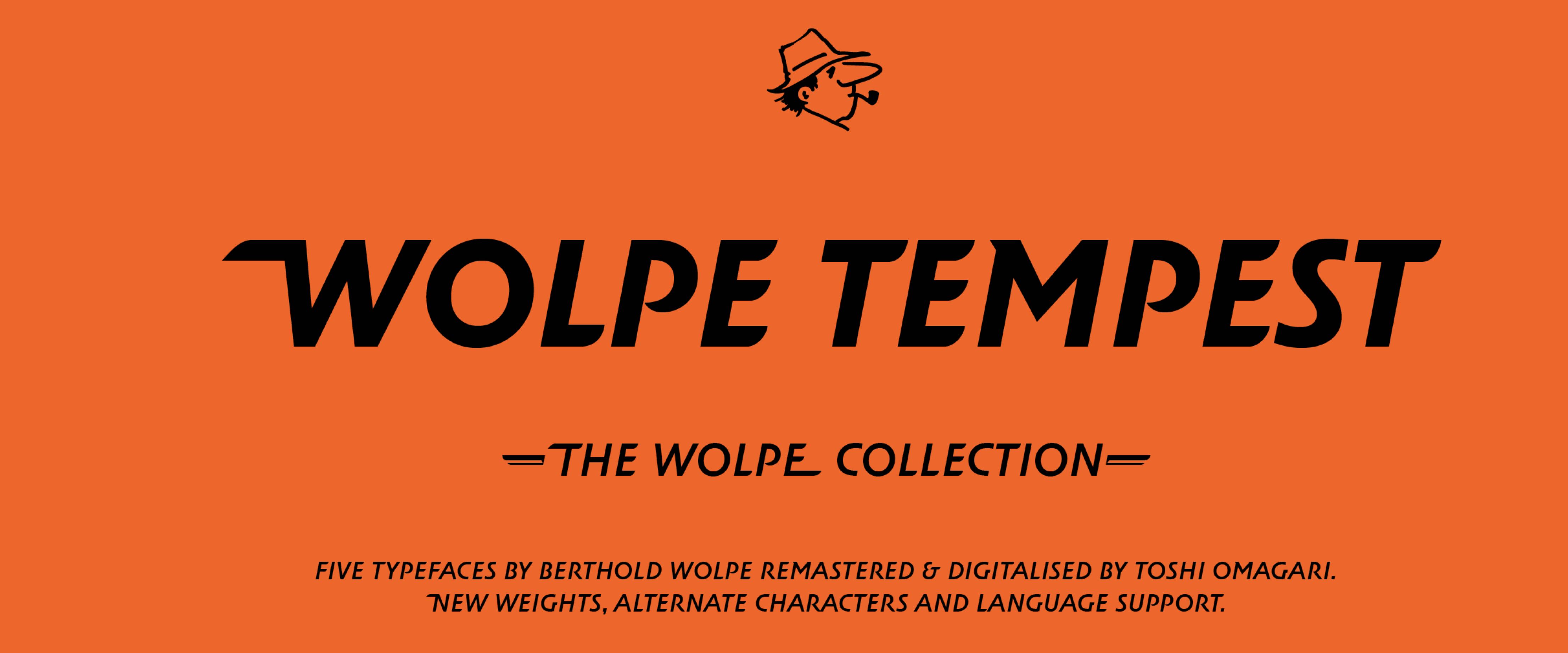 Schriftbeispiel für den Font Wolpe Tempest aus der Wolpe-Collection in verschiedenen Schnitten