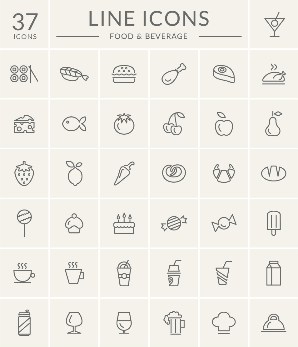 Kostenlose Icons, Getränke und Lebensmittel 