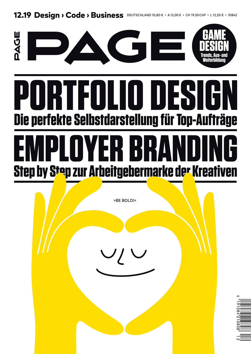 PAGE 12.2019 ist da, Portfolio Design, Kreativbranche, Game Design, UX Design, Weiterbildung