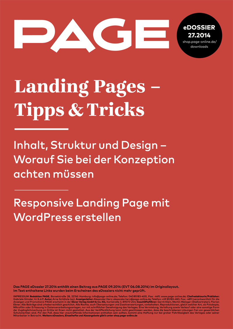 Produkt: eDossier »Landing Pages – Tipps &Tricks«