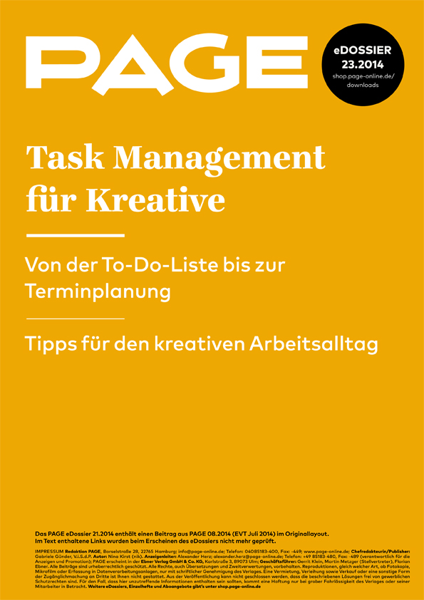 Produkt: eDossier »Task Management für Kreative«