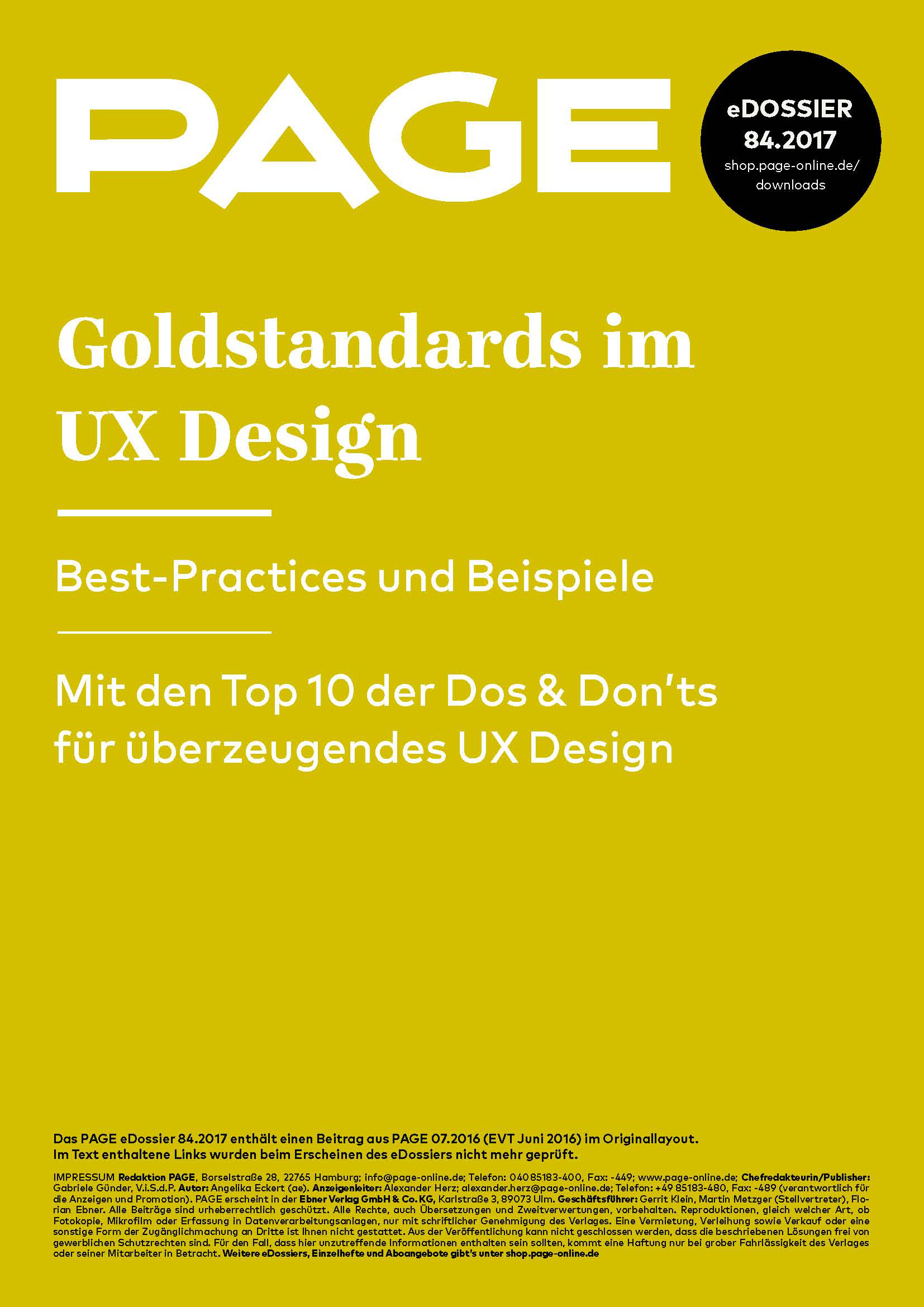 Produkt: eDossier »Goldstandards im UX Design«