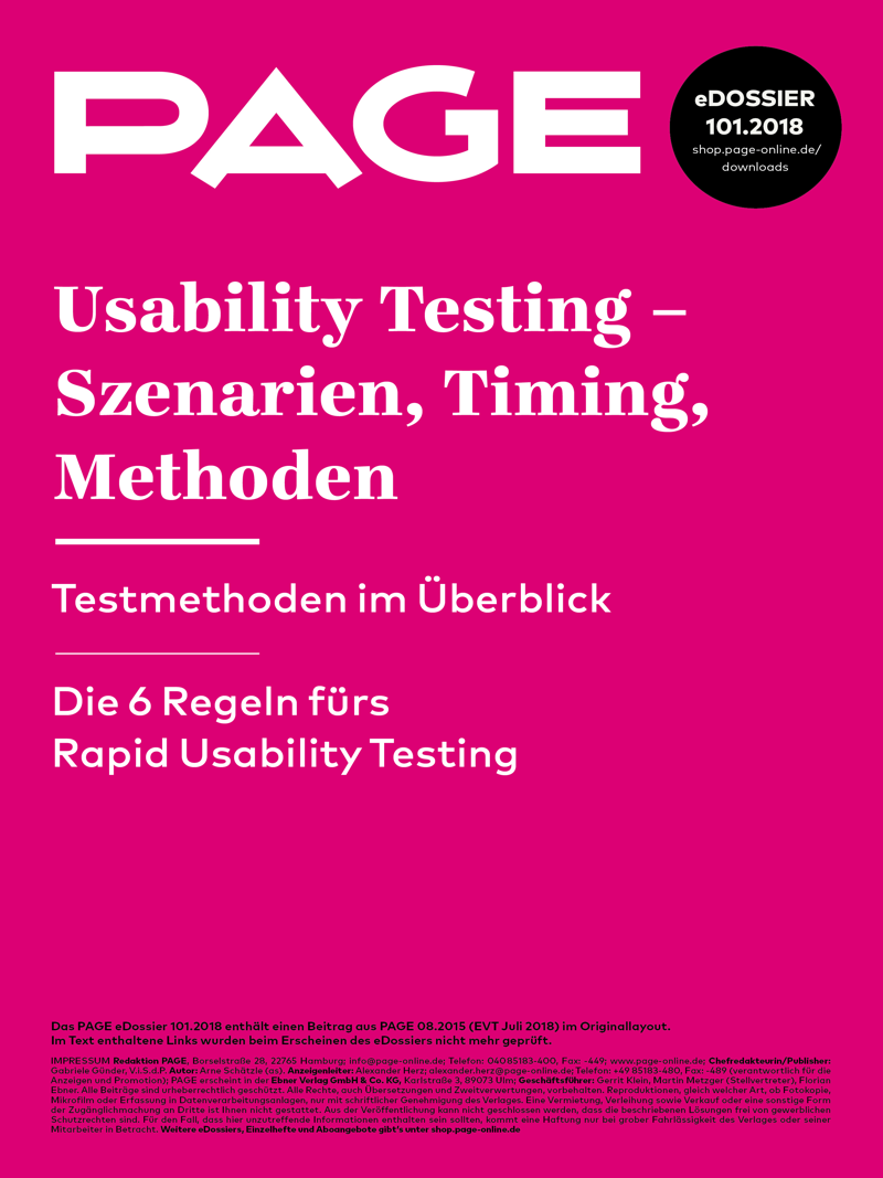 Produkt: eDossier »Usability Testing – Szenarien, Timing, Methoden«