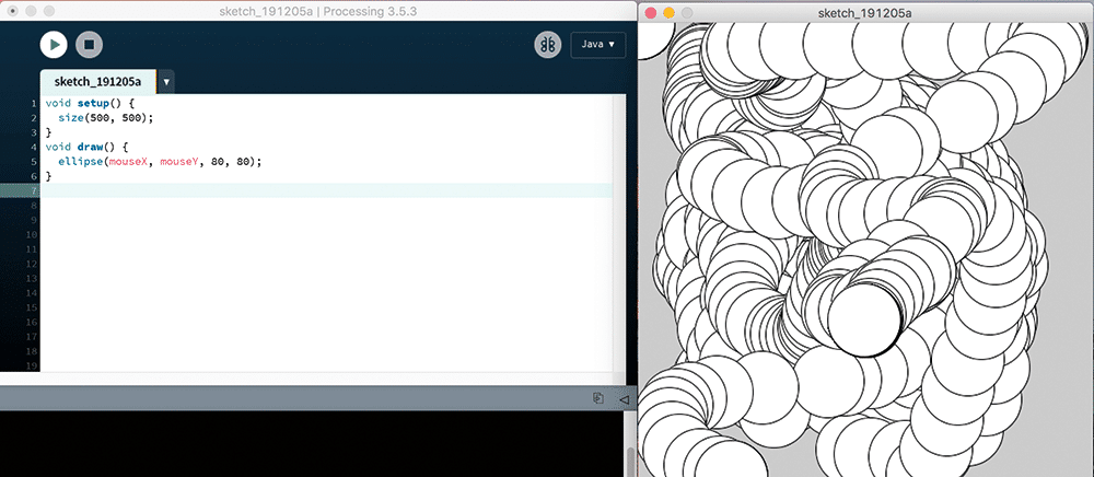 Kreise mit processing erzeugen und bewegen