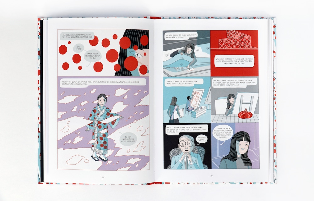 Graphic Novel über Yayoi Kusama, man sieht Kusamas Eltern