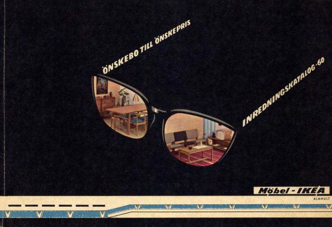 IKEA-Katalog von 1960: Foto eines Interieurs in die Gläser einer Brille montiert