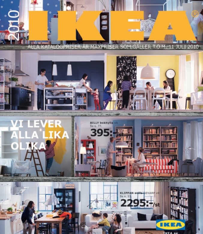 IKEA-Katalog 2010: Auf dem Cover zu sehen ist ein Querschnitt durch ein mehrstöckiges Haus 