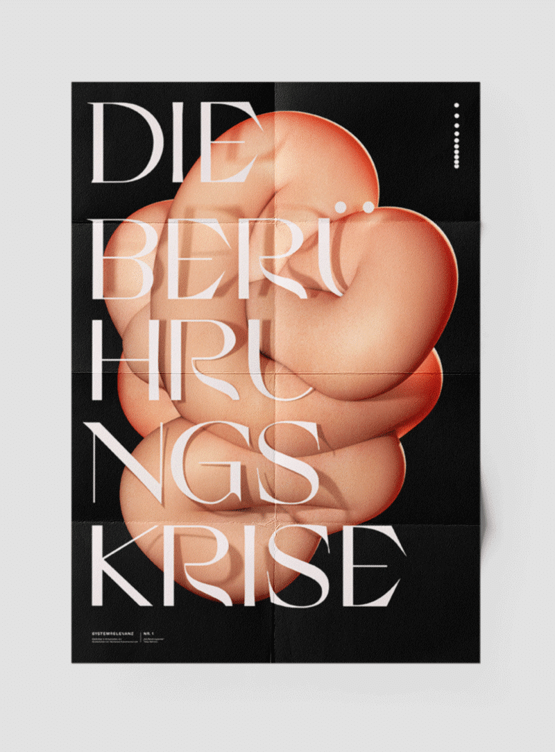 Poster Berührungskrise mit 3D und Typo