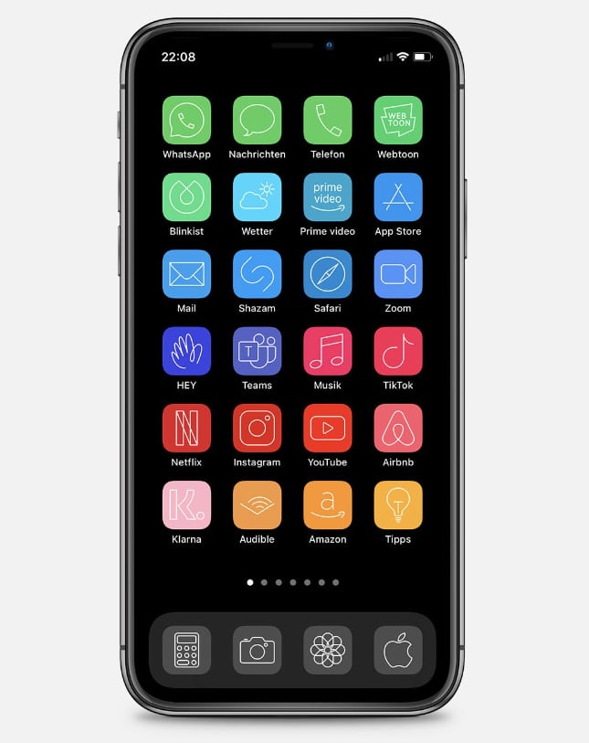 iOS14 App-Icons farbig minimalistisch