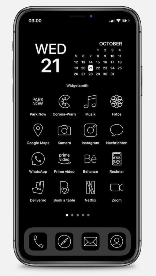 iPhone App-Icons umgestalten minimalistisch Schwarzweiß deutsche Apps