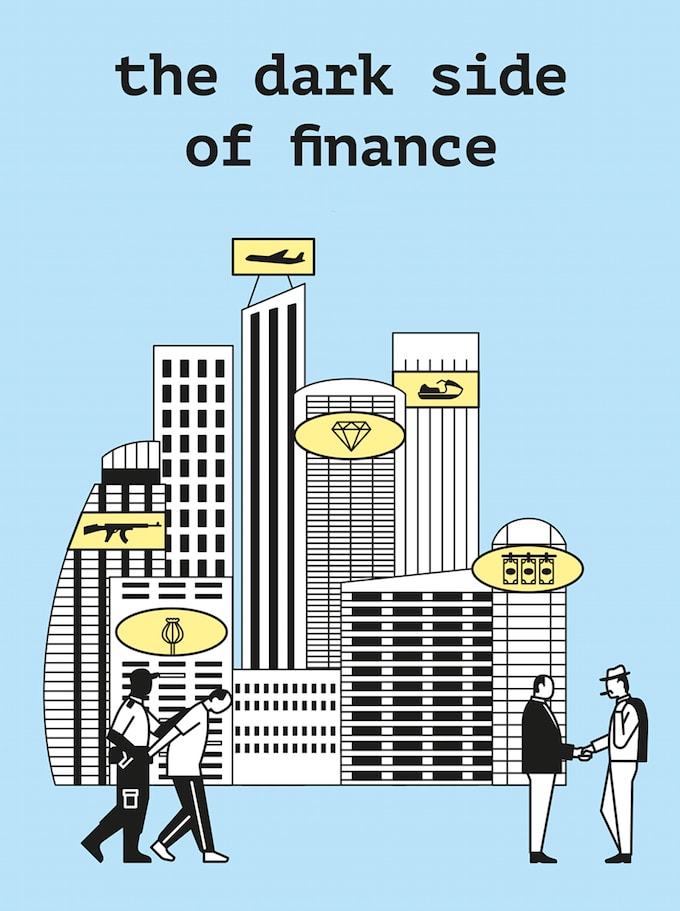 Infografische Illustration dunkle Finanzwelt