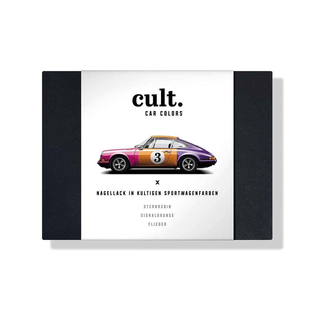 Projekt »cult. Car Colors« – Geschenk­boxen mit Nagellack in zwanzig Sportwagenfarben