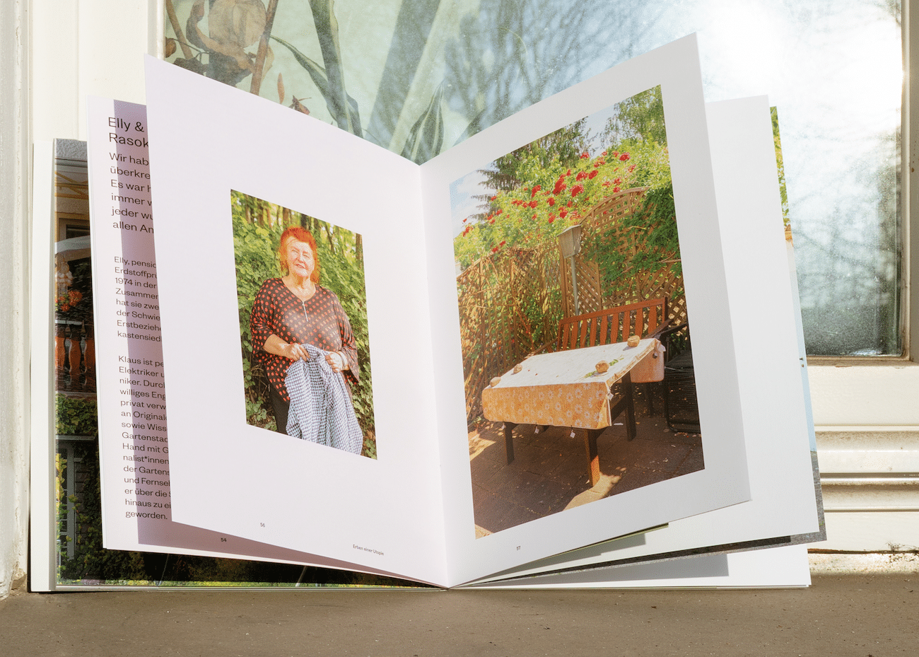 Fotobuch-Doppelseite zur Gartensiedlung in Berlin