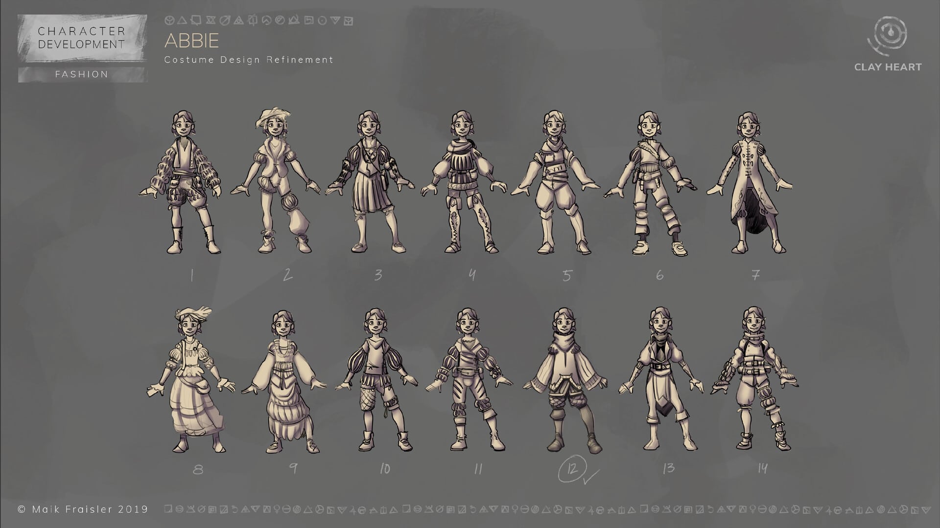 Character Design mit unterschiedlichen Outfits