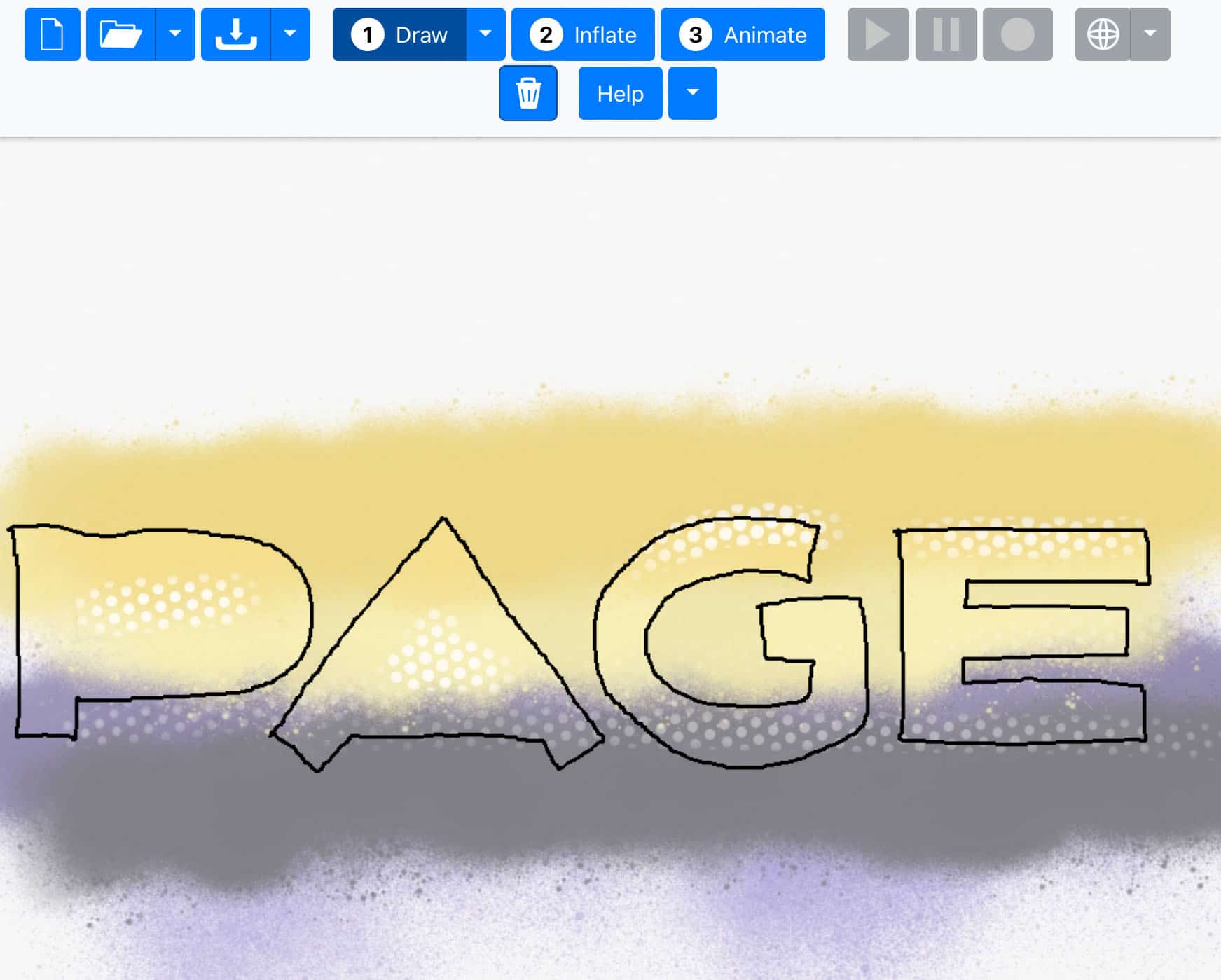 Im ersten Schritt der Software »Draw« haben wir das Page Logo über eine in Procreate erstellte Textur gezeichnet
