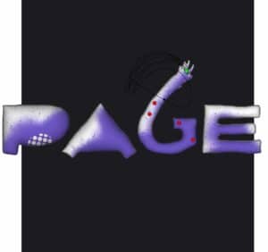 Das Page Logo in 3D mit einer kleinen Hand am oberen Bogen des Gs