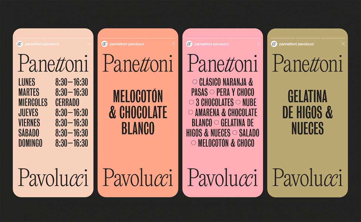 Panettoni Instagram Stories in Pastelltönen