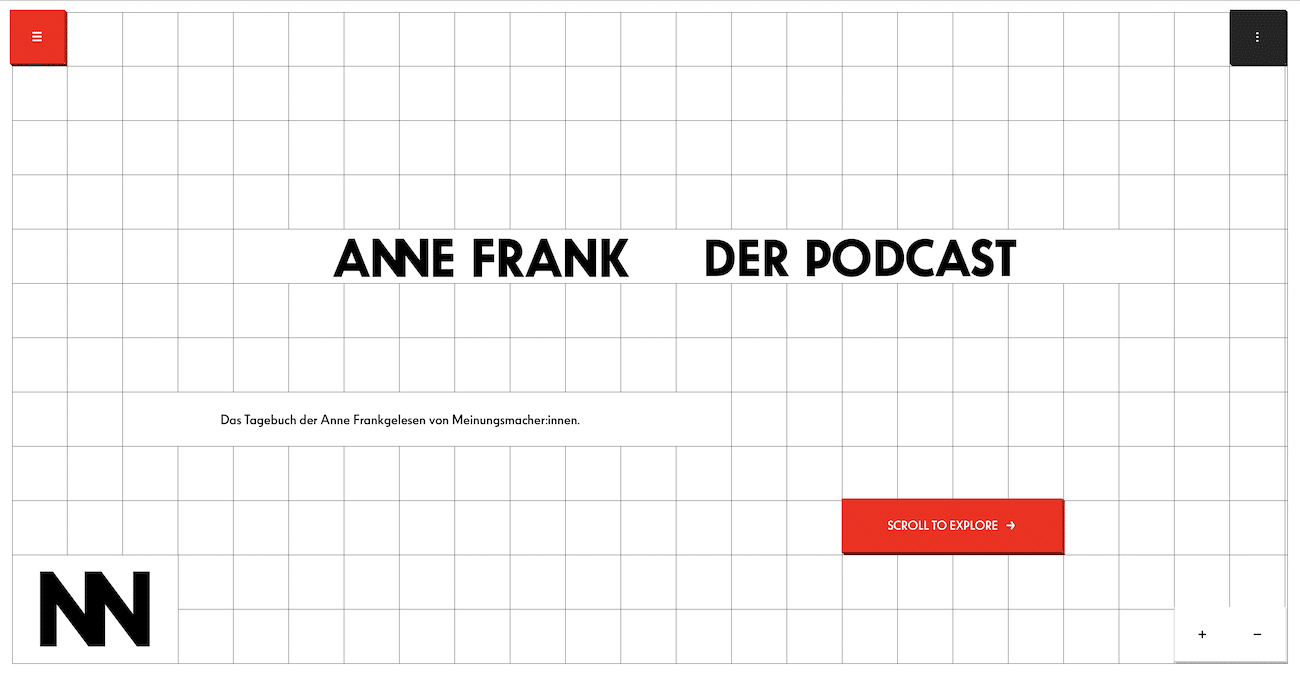 Anne-Frank-Tagebücher Podcast Webdesign CCA Award