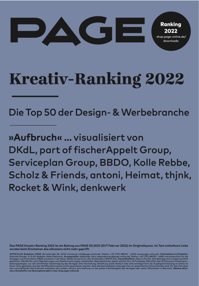 Produkt: PAGE Kreativ-Ranking 2022