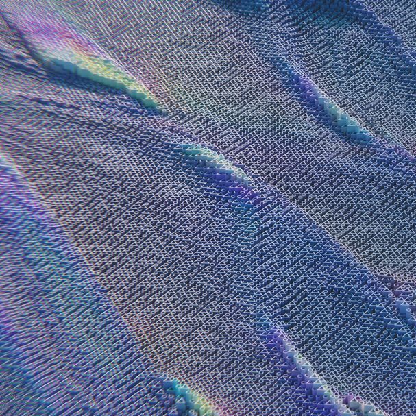 Texturierte Wellen aus blauem, stoffartigem Material laufen über eine Oberfläche
