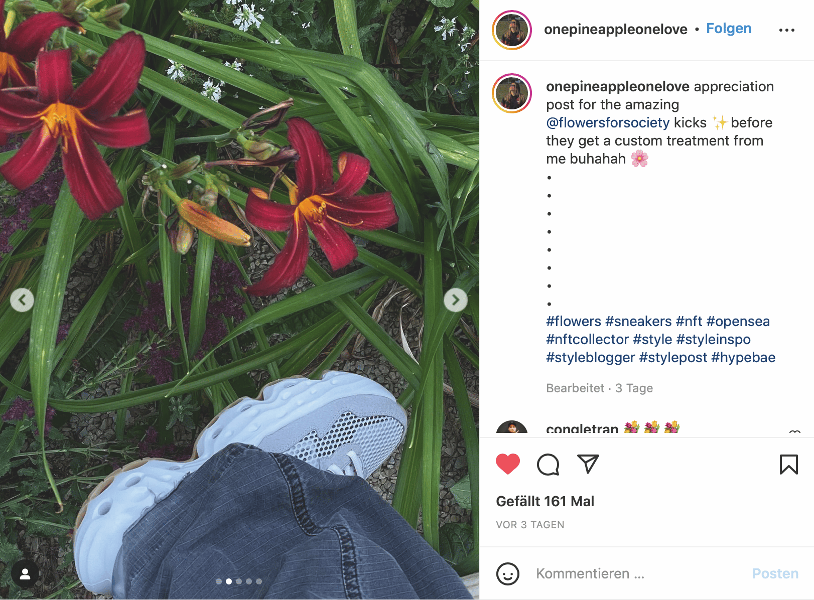 Instagram-Ansicht mit den ersten Schuh-Fotos