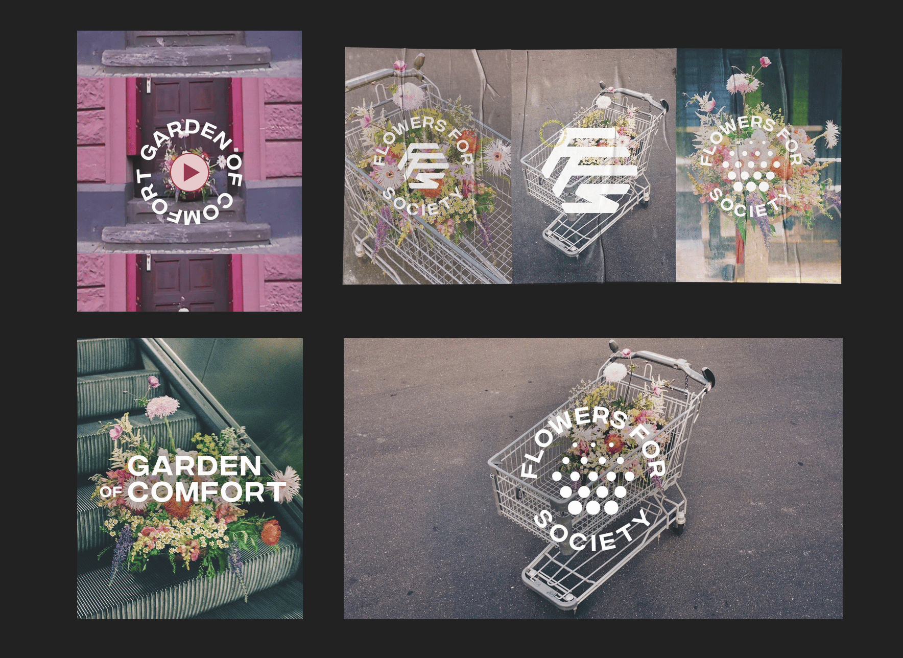 Brand Strategy und Logodesign stammen von Flowers for Society. Die ersten Visuals der Marke dienten später als Inspiration für die Kreativen
