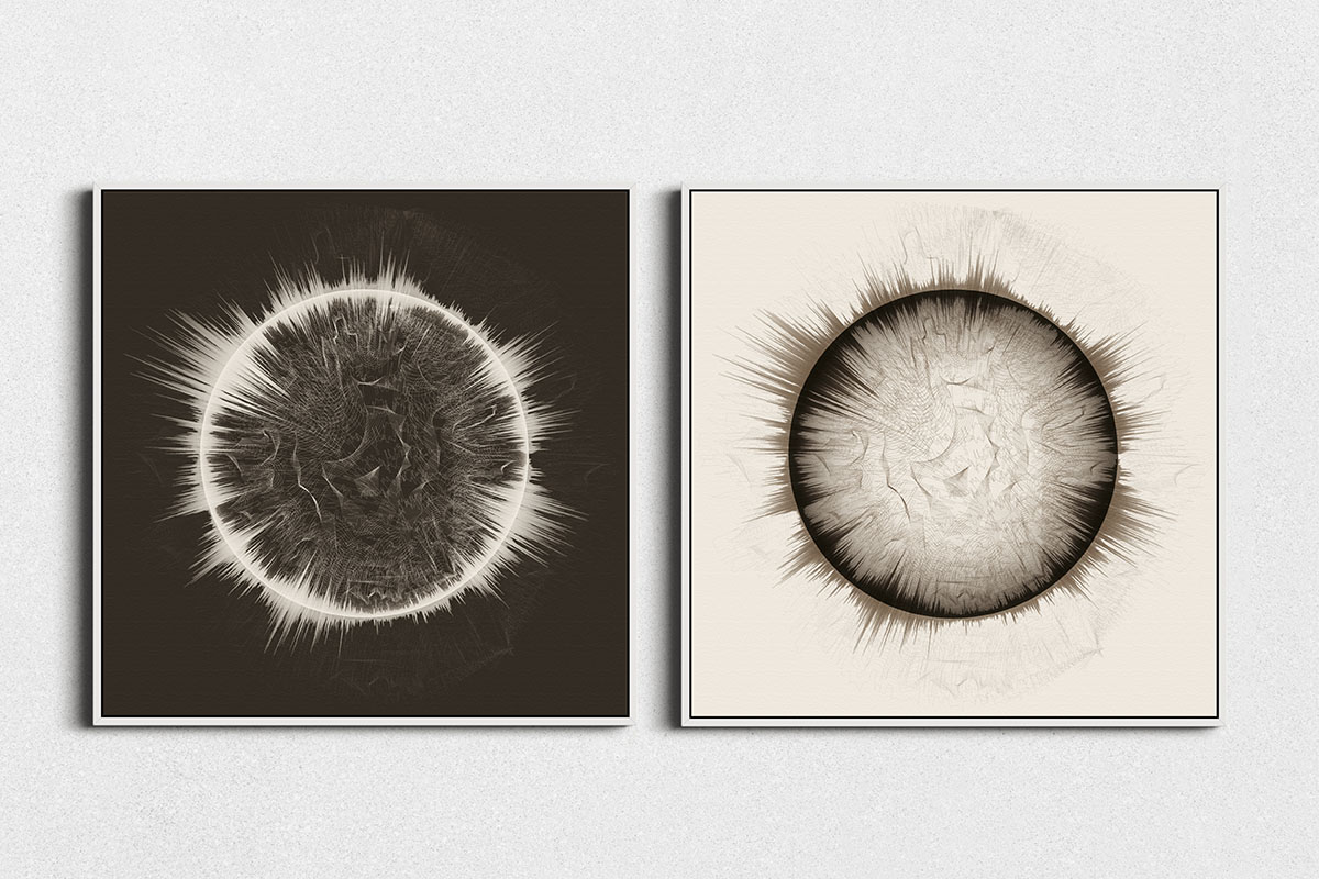 zwei kreisförmige Datenvisualisierungen, die aussehen wie supernovas