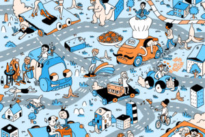 Mobilität in der Zukunft: Editorial Illustration für das LEAD Magazin von Mirko Röper