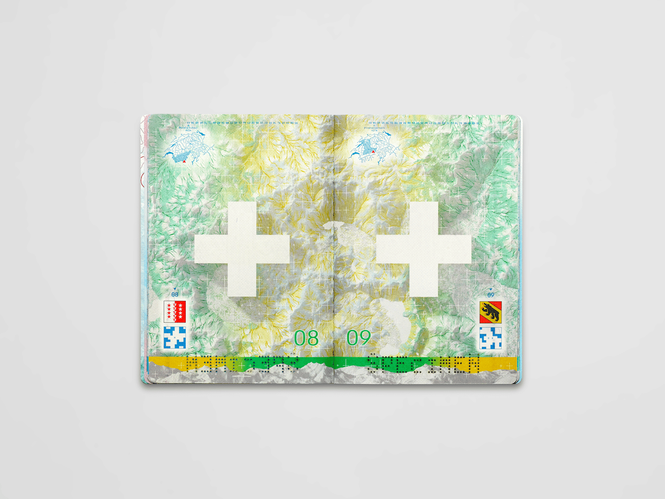 Kanton-Kartografie-Design der Visaseiten (Swiss Passport)