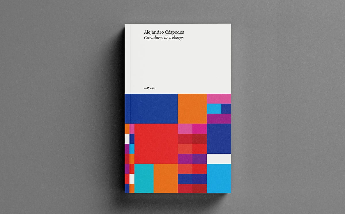 Ein Buchcover mit viel Weißraum und geometrischen Formen in knalligen Farbtönen