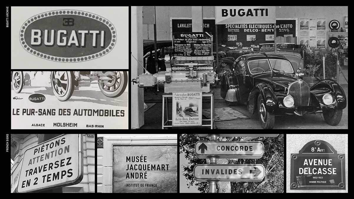 Inspirationen für die Bugatti Hausschrift aus historischen Beispielen in Paris