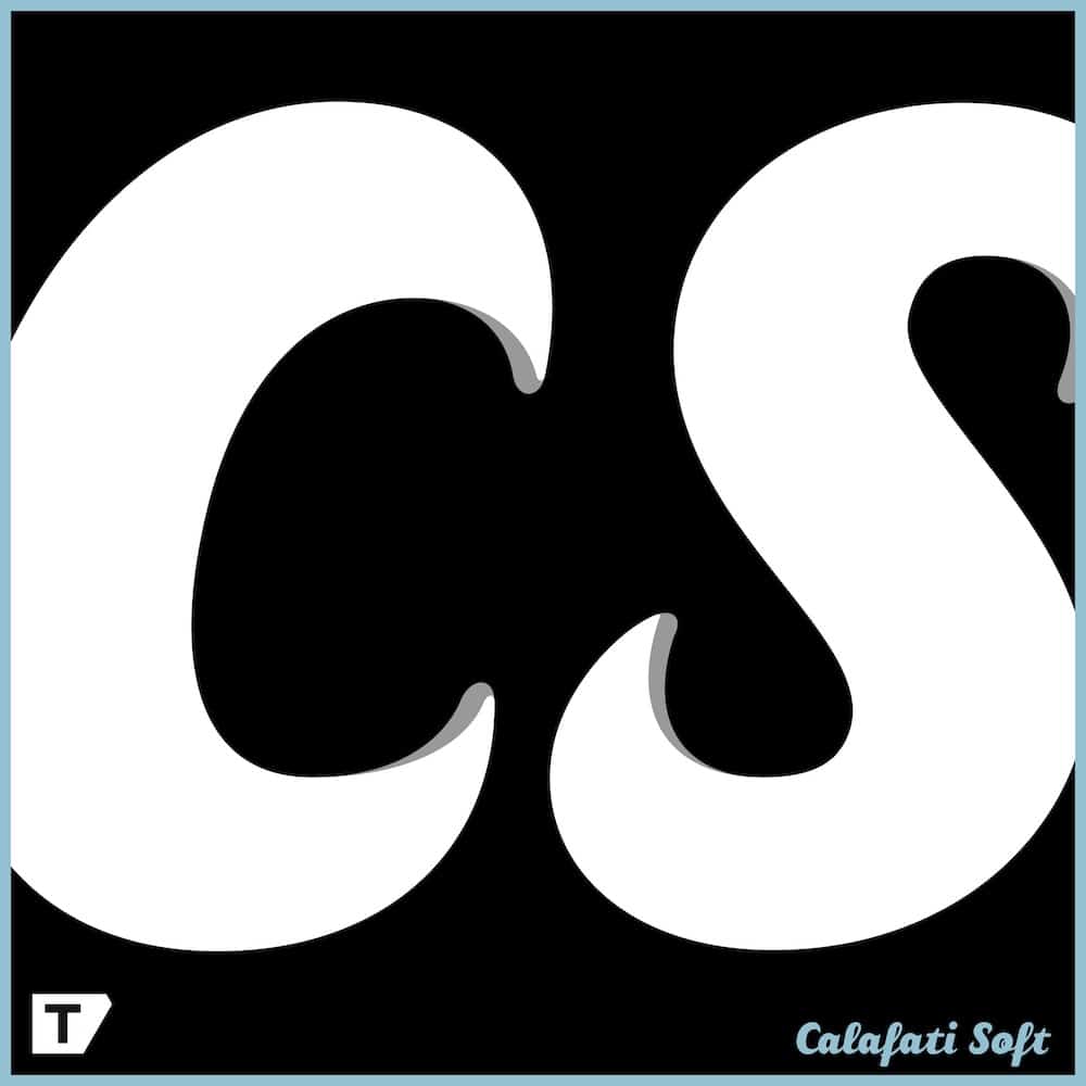 Detailansicht der Buchstaben »c« und »s« der Schrift Calafati Soft: die Buchstaben stehen in weiß auf schwarzem Hintergrund.