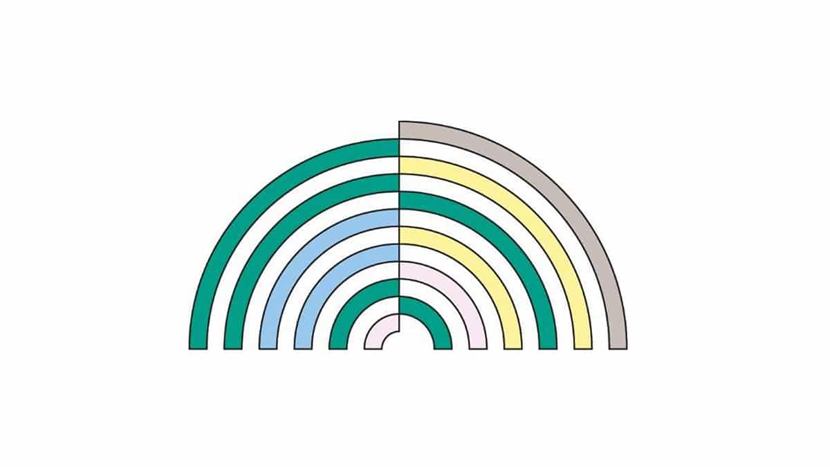 Das neue Regenbogenförmige Logo des hak