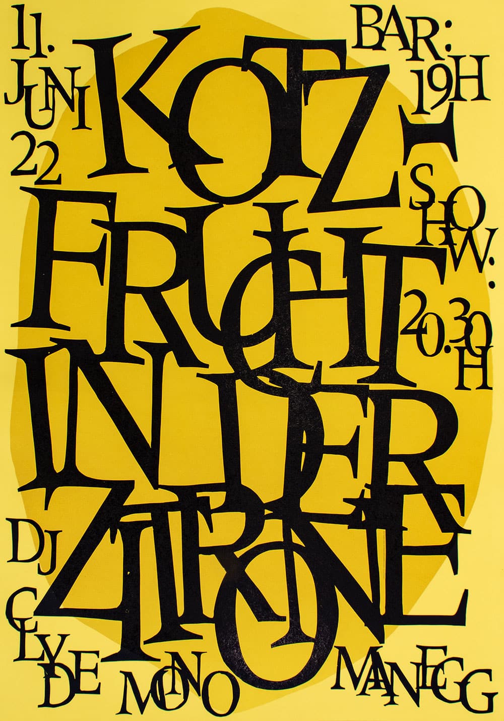 Plakat für die Band Kotzfrucht von Dafi Kühne