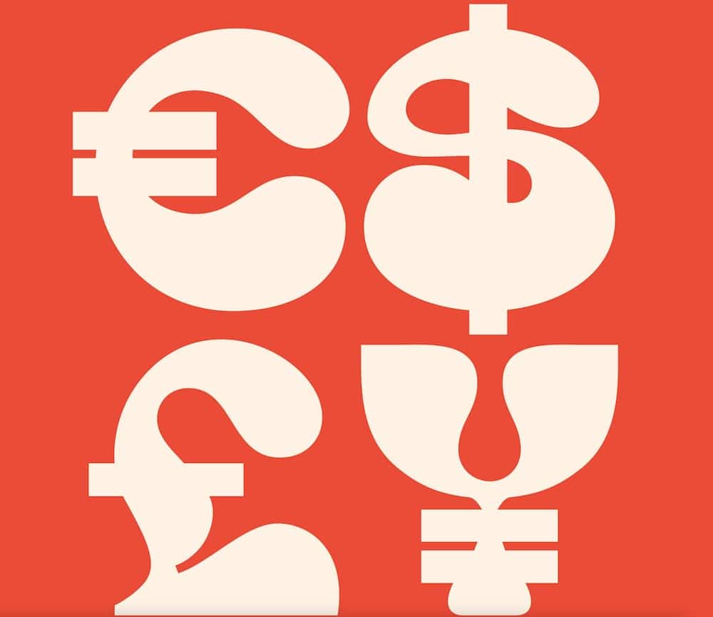 Displayfont Arrogant von Carmen Nácher: Währungen