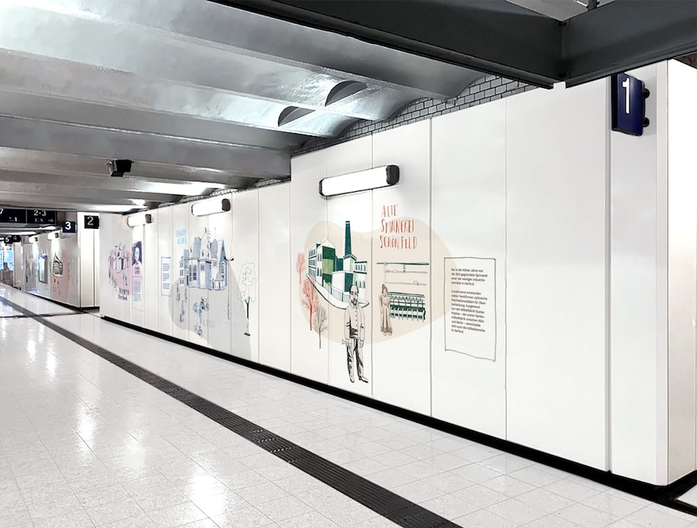 Wandkunst im Bahnhof Herford: Illustrierte Historie der Stadt
