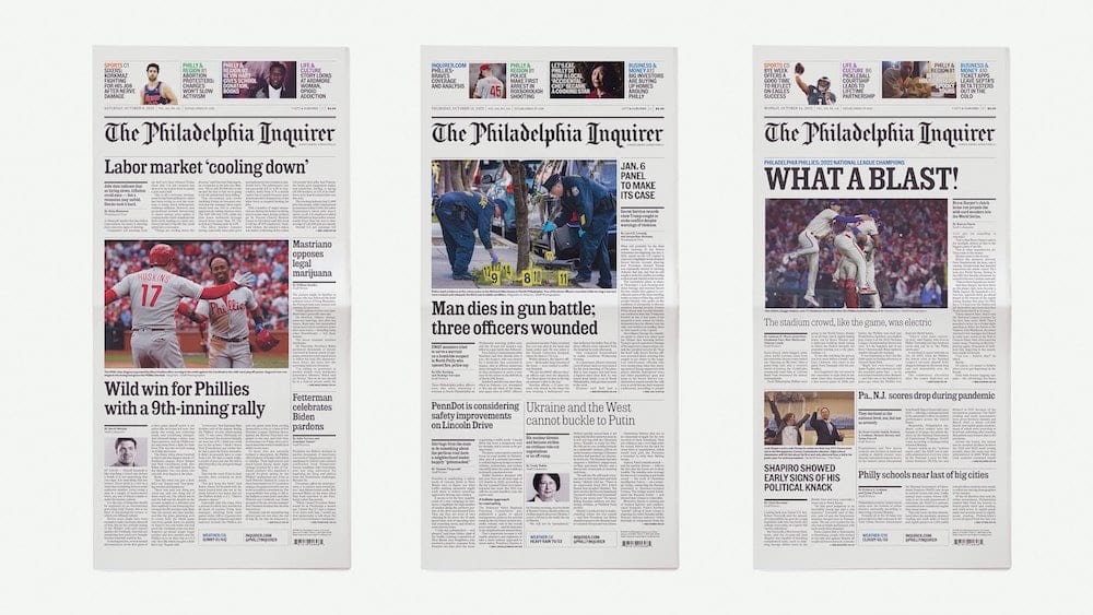 Redesign »Philadelphia Inquirer«: Drei Coverseiten im Vergleich
