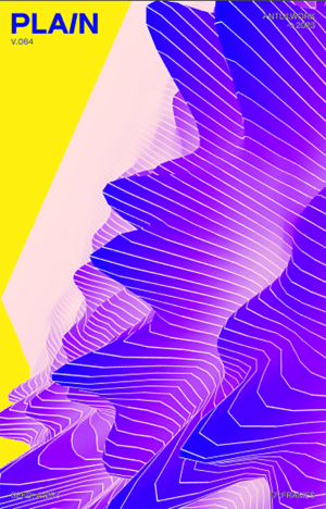 Eine generierte Grafik mit violetten Wellen vor einem gelben Hintergrund