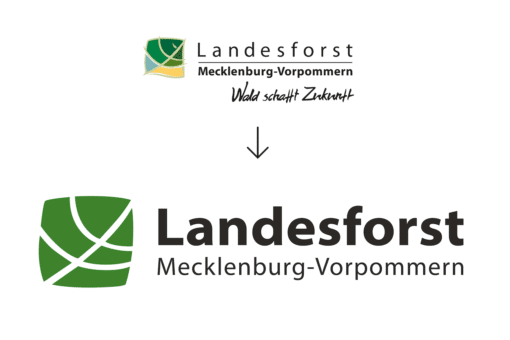 Logo-Redesign 2022 und alte Signets von Landesforst MV