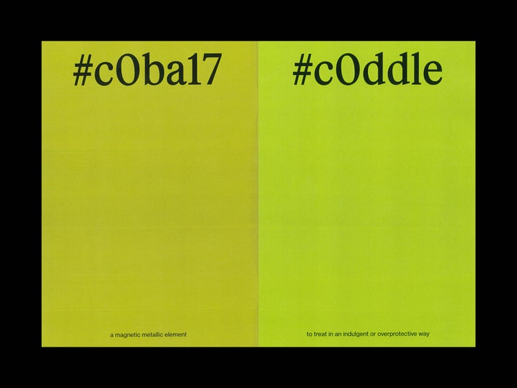 Die HEX Codes #cobalt und #coddle haben giftig grüne Farben