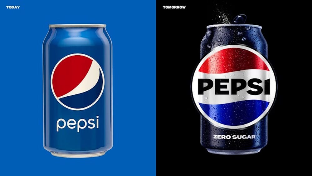 Links das alte Logo und rechts das neue Logo von Pepsi