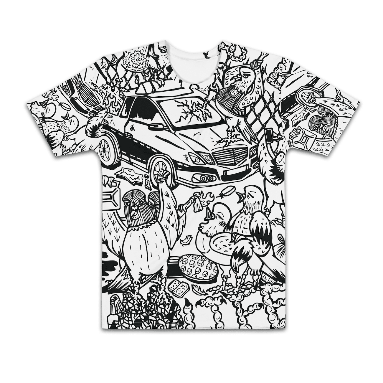 T-Shirt-Design der Brand Taubenlife mit All-over-Illustration