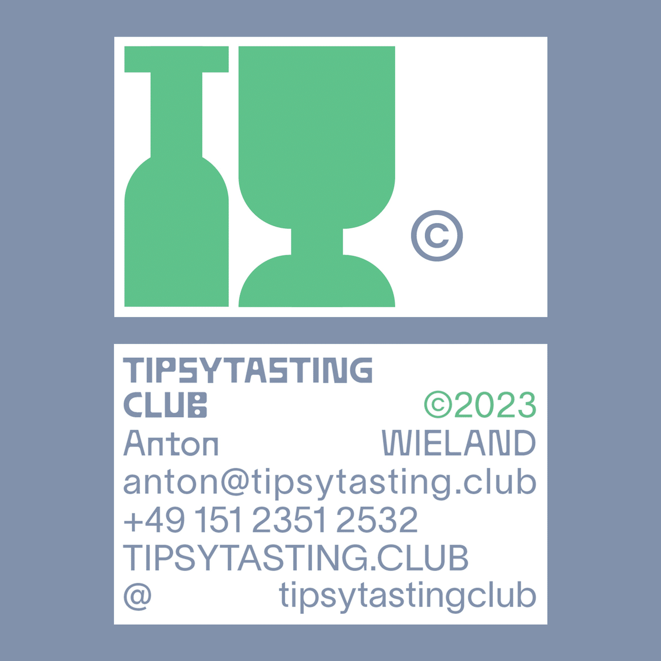 Visitenkarten-Design von Tipsy Tasting Club und Pejas/Rudolph